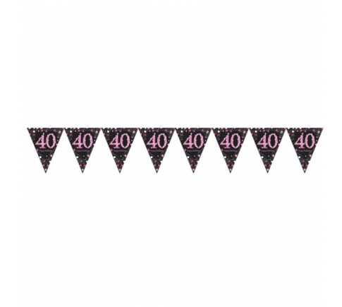 Dekoracja Banner Amscan, Flagietki różowe "40", 4m