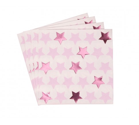 Serwetki papierowe Little Star Pink, różowe gwiazdki , rozm. 33x33 cm, 16 szt.