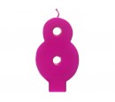 Świeczka urodzinowa Cyferka 8, różowy, 6,5cm