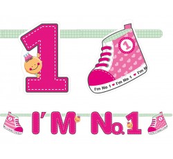Baner I'm No. 1, różowy, 110cm
