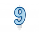 Świeczka urodzinowa Cyferka 9, niebieski, 7cm