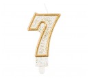 Świeczka cyferka "7", złoty kontur