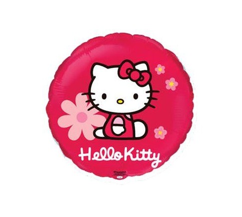 Balon foliowy 18" FX - "Hello Kitty z kwiatkami" (okrągły)